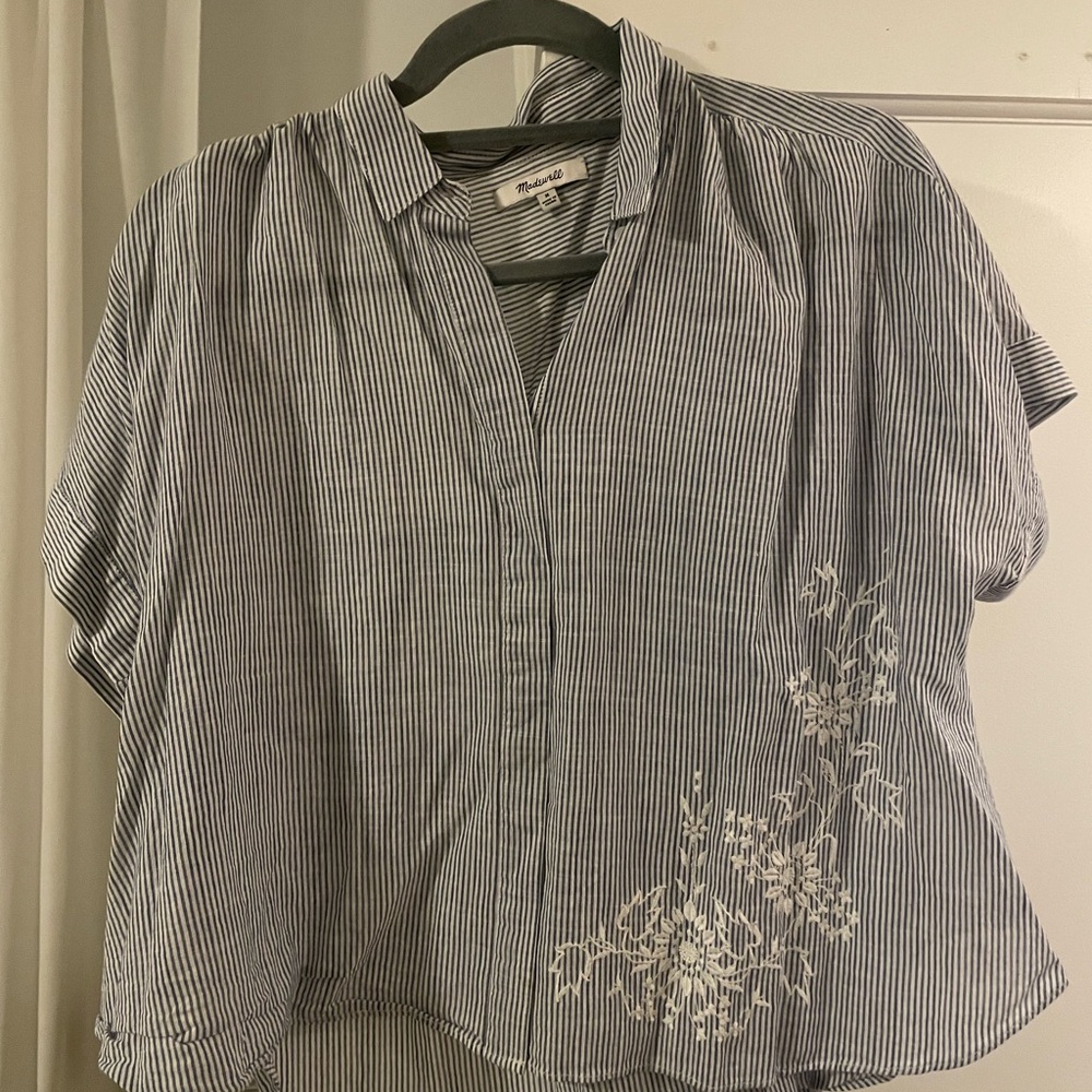 Madewell blue/white floral top M
